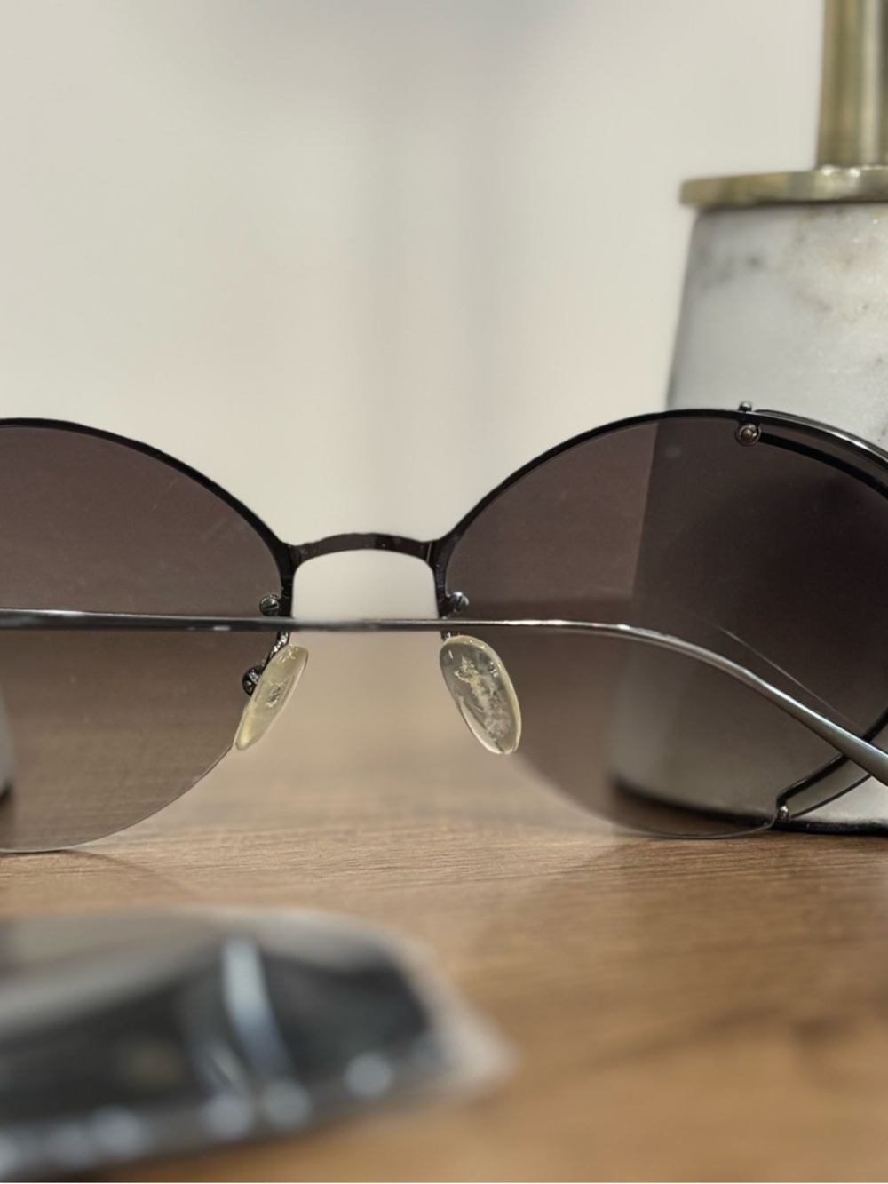 Prada Round Gradient Smoke Lens Sunglasses - Black Frame - Picture 4 of 7